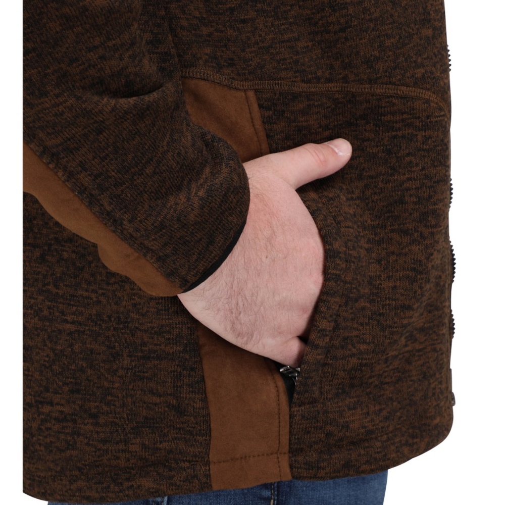 Pintlar Men’s Two Tone Zip Up Sweater Brown Faux Suede & Olive Size XXL - Picture 4 of 16